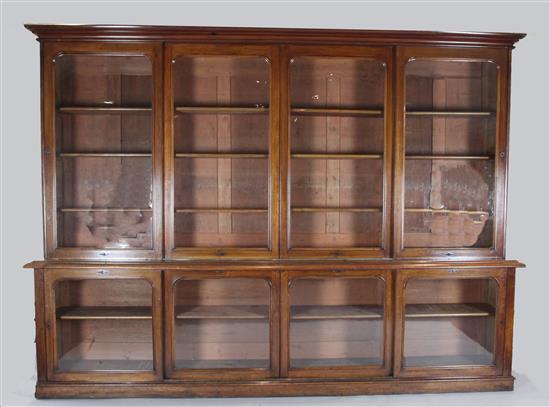A large Victorian mahogany library bookcase, W.10ft 10in. D.1ft 6.5in. H.8ft